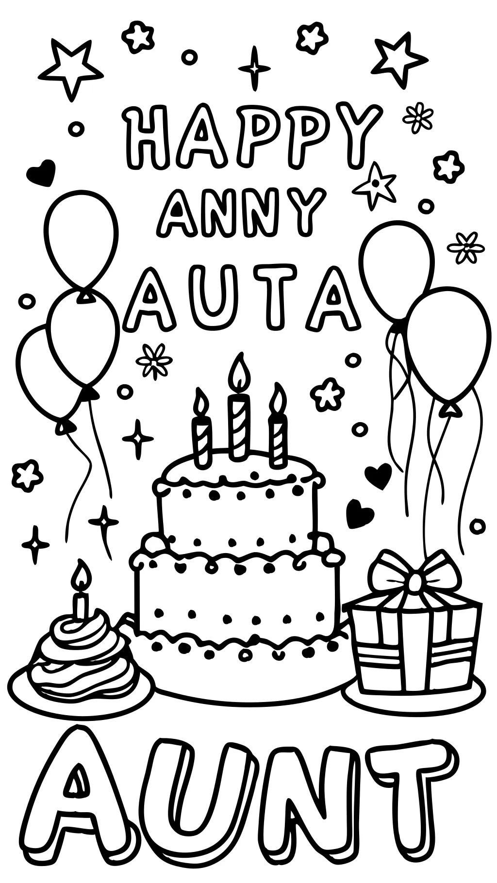 happy birthday coloring pages for aunt